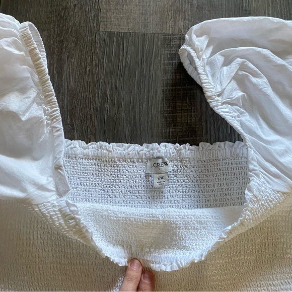 J.Crew Smocked Puff Sleeve Midi Dress Lined Cottagecore Ruffle Hem Size 2X - Picture 5 of 11